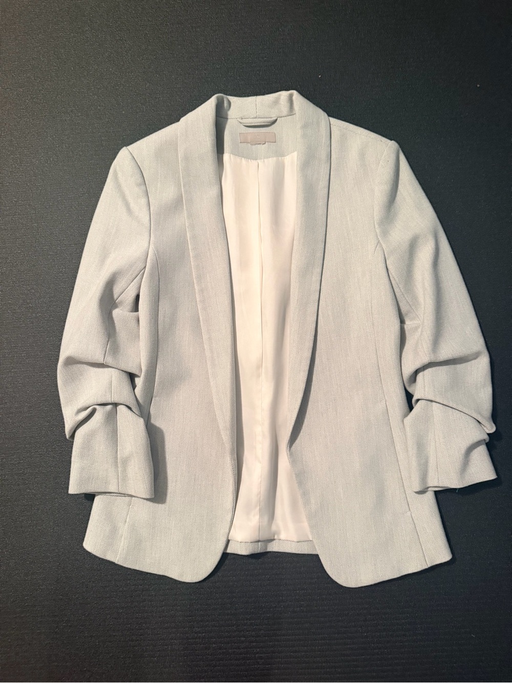 H&M Light Gray Open-Front Ruched-Sleeve Blazer